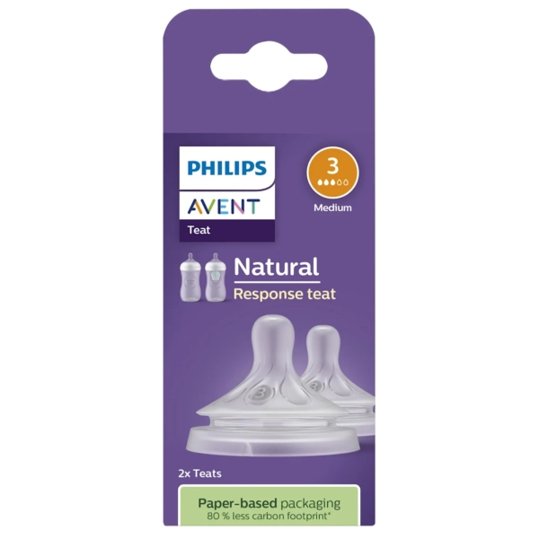 Philips AVENT Lot de 2 Tétines Natural 2.0 Débit 3  (Age : plus de 1mois )
