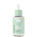 Un flacon vert et blanc de 30 ml de Sérum Purifiant Signature WAW aux prébiotiques et au zinc PCA complète le Bain et Gommage Waam Sel Rose de l'Himalaya 500 g. Certifié bio, fabriqué en France. Dakar