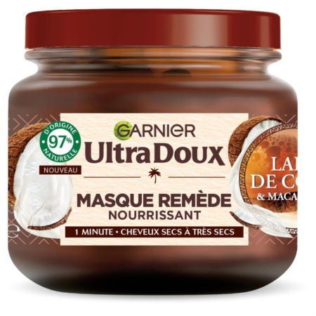 Garnier Ultra Doux Masque Remède Lait de Coco et Macadamia 320 ml est un masque capillaire nourrissant pour cheveux secs à très secs, formulé à base de noix de coco et de macadamia, contenant 97% d'ingrédients d'origine naturelle. Dakar