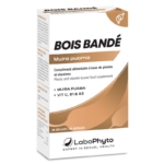 Boîte de Labophyto Bois Bandé (60 gélules), complément alimentaire à base de plantes et de vitamines pour stimuler le désir sexuel. Emballage blanc/brun, logo Labophyto Bois Bandé, vitamines C, B1, B3, 60 gélules. Dakar