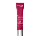 Un tube rouge de Topicrem AH3 Fluide Global Éclat Anti-Âge 40 ml avec un texte blanc se tient debout sur un fond blanc. Dakar