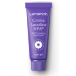 Tube de 10 ml de Lansinoh Pommade à Lanoline pour Mamelons, de couleur violette avec un texte blanc et un motif floral sur le devant. Dakar