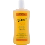 Un flacon de 500 ml de Makari Naturalle Glycérine Éclaircissant Extrême à l'Huile de Carotte, une lotion tonique multi-vitaminée avec un liquide jaune-orange et un bouchon blanc, conçue pour améliorer la tonicité et le teint de la peau. Dakar