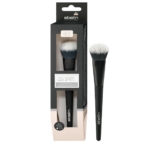 Le Pinceau de Maquillage Professionnel Multitâche 1 pièce Ebelin, avec un manche noir et des poils à pointe blanche, est photographié à côté de son emballage, qui comporte une fenêtre transparente montrant un autre pinceau identique et les détails du produit. Dakar