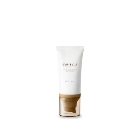 Un tube blanc étiqueté « SKIN1004 Centella Air Fit Spf30 Crème Légère 50 ml » avec une base marron transparente se détache sur un fond uni. Son design minimaliste évoque la pureté et l'efficacité de cette crème solaire. Dakar