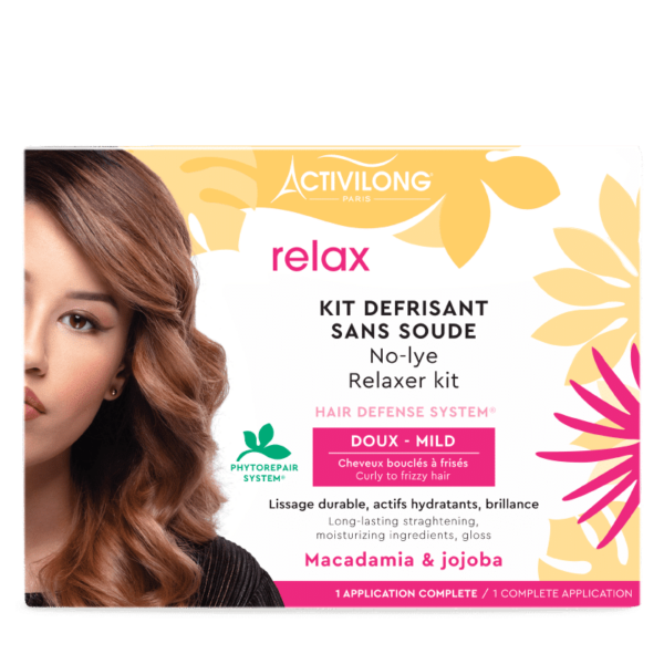 Conditionnement du Kit Activilong Défrisant sans soudure RELAX - DOUX pour cheveux bouclés à crépus à la macadamia et au jojoba assure une qualité irréprochable