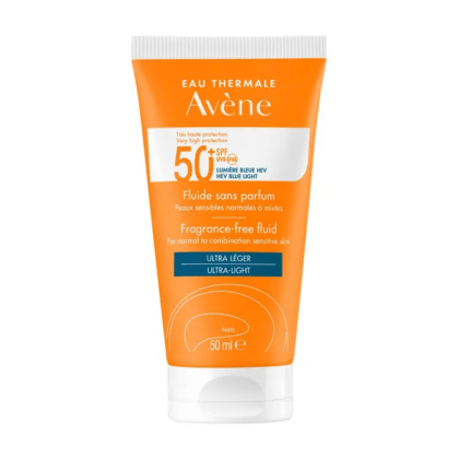 Avene SOLAIRE - Fluide SPF50+ Sans Parfum - Visage - Peaux Sensibles Normales à Mixtes 50ml