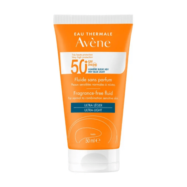 Avene SOLAIRE - Fluide SPF50+ Sans Parfum - Visage - Peaux Sensibles Normales à Mixtes 50ml