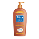 Flacon orange de Mixa Lait corps nutritif satinant Karité Intensif Peaux Sèches 400 ml