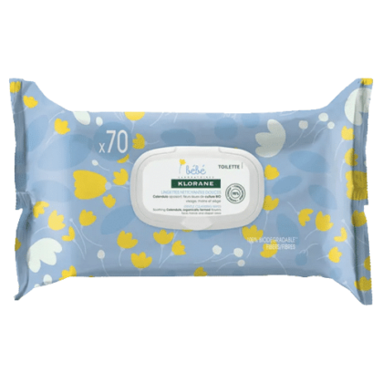 Klorane Bébé Lingettes Nettoyantes Douces au Calendula 70 Unités