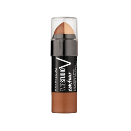 Le Contouring Stick de Maybelline New York est doté de deux embouts aux teintes claires et foncées pour mettre en valeur et contourner, idéal pour créer des looks radieux à Dakar. Il est conditionné dans un tube en plastique transparent orné d'un texte noir et blanc indiquant « Master Contour Vshape duo foncé 7 g ». Dakar