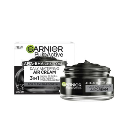Image de Garnier SkinActive AHA+BHA Crème matifiante pour le visage 3 en 1 au charbon 50 ml