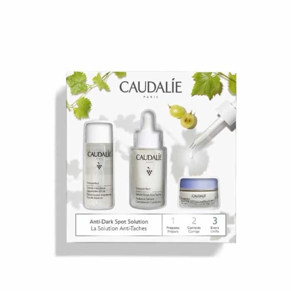 Caudalie Vinoperfect Sérum Eclat Anti-Taches 30ml + Essence Glycolique 50ml + Crème Nuit Glycolique 15ml Coffret 1.2.3 La Solution Anti-Tache