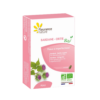 Coffret de complément alimentaire Fleurance Nature Bardane - Pensée sauvage - Ortie Bio, contenant 30 comprimés pour peaux à imperfections, disponible à Dakar, Sénégal. L'emballage présente des images de bardane et d'ortie en rose et blanc, avec des certifications vérifiant son statut biologique et son origine française. Dakar
