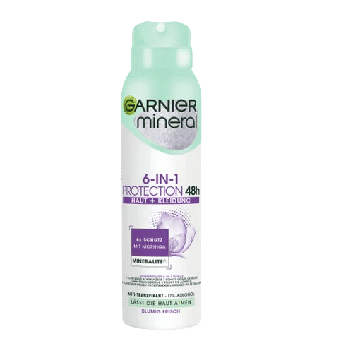 Découvrez le Déodorant Femme Anti-Transpirant Protection 6 En 1 150 ml de GARNIER, au design vert clair et blanc rafraîchissant. Ce déodorant est idéal pour rester au frais à Dakar ou partout au Sénégal. Il offre une protection fiable de 48 heures et comprend du moringa et de la minéralite dans sa formule. Il est à la fois anti-transpirant et sans alcool. Dakar