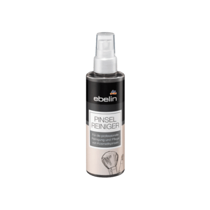Le "Ebelin Nettoyant pinceau", un flacon pulvérisateur de 100 ml pour le nettoyage des pinceaux de maquillage, présente une illustration de pinceaux accompagnée d'un texte en allemand. Idéal pour garder vos outils de beauté en parfait état, que vous soyez à la maison ou en voyage à travers les magnifiques paysages du Sénégal depuis Dakar. Dakar