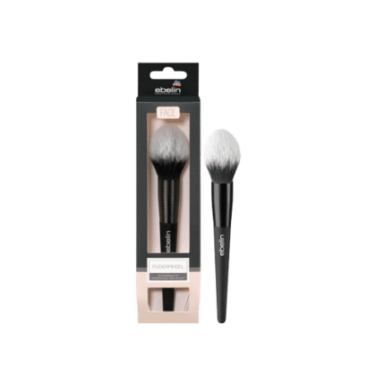 Un pinceau de maquillage doté d'un manche noir et de poils doux bicolores complète à merveille son emballage, capturant l'essence vivante de Dakar. La boîte met en valeur le nom de la marque « Ebelin Pinceau de maquillage professionnel » ainsi que l'étiquette « PUDERPINSEL ». Dakar