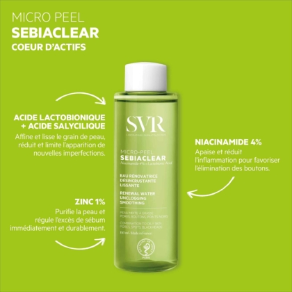 SVR SEBIACLEAR MICRO PEEL Eau Rénovatrice Désincrustante Lissante 150ml