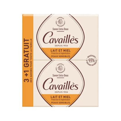 Roge Cavailles Savon Surgras Extra Doux Lait et Miel 4x250g