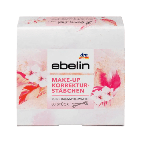 Une boîte de Bâtonnets de Correction de Maquillage Ebelin 80 pièces, présentant un motif floral rose et inspirée par l'art vibrant de Dakar, Sénégal. Dakar