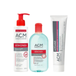 Le Trio Peau Grasse d'Acm Laboratoire comprend un gel nettoyant, une eau micellaire et une crème Boréade Anti Imperfection offerte en cadeau. Dakar