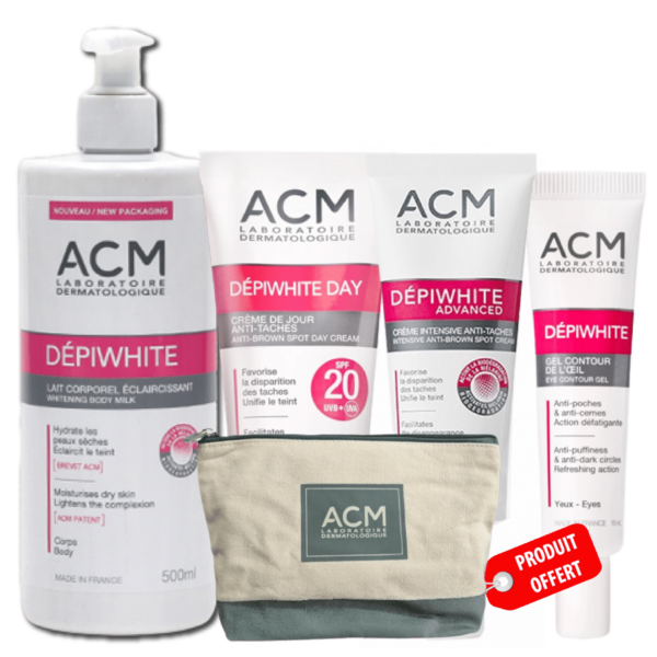 Une collection d'Acm Laboratoire Routine Complète Éclat du Teint - Anti Tache - Unifiant Corps Et Visage + Trousse OFFERT