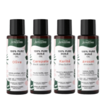 Quatre flacons d'Activilong Mes essentiels pour Bain Huile