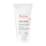Avène COLD CREAM Crème Mains Concentrée 50 ml se présente dans un tube blanc avec des indications en français et en anglais, conçu pour les mains sèches à très sèches. Dakar