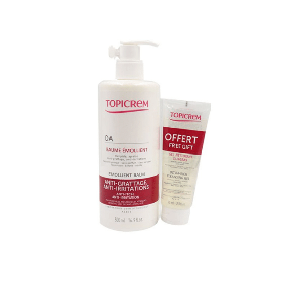 Topicrem DA Baume Emollient Peaux Atopiques 500ml+ huile lavante 75 ml