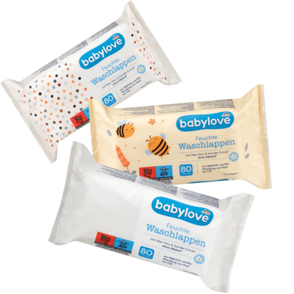 Babylove Lingettes Humides avec 99 % d'Eau 80 pièces