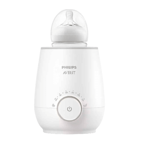 Un Chauffe-biberon Philips Avent Rapide Blanc 1 pièce avec un cadran et un bouton d'alimentation