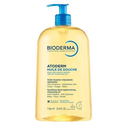 Bioderma ATODERM Huile De Douche 1L est une huile nettoyante apaisante et relipidante à pompe bleue, idéale pour les peaux très sèches à irritées et utilisable sur le corps, le visage et les mains. Dakar