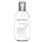 Un flacon transparent de Bioderma Pigmentbio H2O Eau Micellaire Éclaircissante
