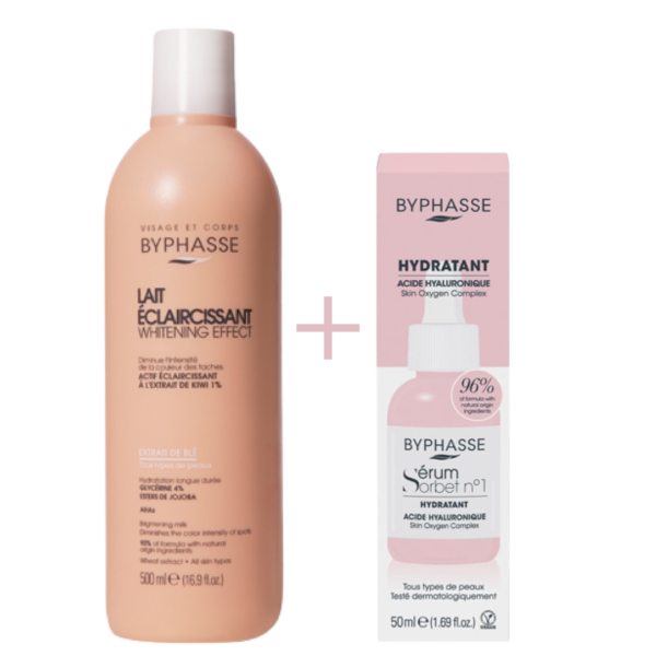 Byphasse Duo Hydrantant Et Unificateur de Teint - Lait 500 ml + Sérum Sorbet Hydratant 50 ml