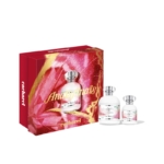 Un coffret cadeau Cacharel Anaïs Anaïs dans un écrin floral rose et or avec deux flacons en verre transparent, idéal pour accompagner votre Bioré Masque une Minute Auto-Chauffant x4 pour un moment de détente. Dakar