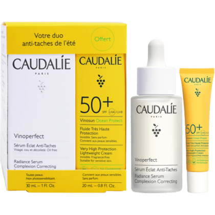 Caudalie Coffret Vinoperfect Sérum Éclat Anti-Taches 30ml + Vinosun Protect Fluide SPF50+ 20ml Offert