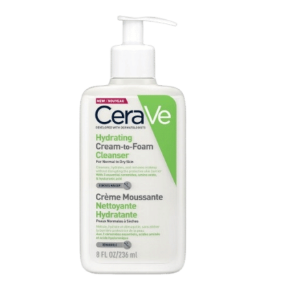 CeraVe - Crème Moussante Nettoyante Hydratante Visage pour les Peaux Normales à Sèches 236ml
