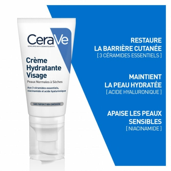 CeraVe Crème Hydratante Visage Pour les peaux normales à sèches 52 ml – Image 3