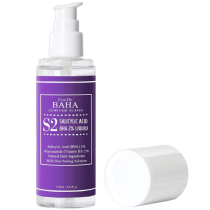 Cos de Baha Liquide Exfoliant à l'acide Salicylique Anti Taches d'acné + Rougeurs Flacon de soin 120 ml