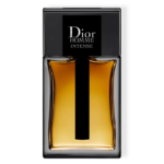 Un flacon de DIOR Dior Homme Intense Eau de Parfum pour homme 50 ml avec un liquide ambré à l'intérieur et un élégant capuchon noir