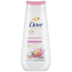 Un flacon blanc de Dove Crème Douche Nourrissante Parfum Rose ET Aloe Vera 225 ml, avec des images de rose et d'aloe vera, un logo Dove doré et mettant en valeur sa formule nourrissante avec 0% SLES. Dakar