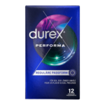 Durex Performa avec Gel Légèrement Anesthésiant Boite de 12 avec texte en plusieurs langues
