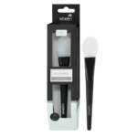 Un pinceau de masque en silicone avec un manche noir, montré à l'intérieur et à côté de son emballage noir et gris. La marque Ebelin Pinceau de maquillage Et D'application de Masque pastel 1 pc est visible à la fois sur l'emballage et sur le manche. Dakar