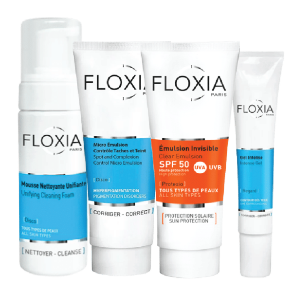Découvrez quatre essentiels de soins Floxia Soins Visage Unifiant Anti Tache et Hydratant (Tache Brunes - Mélasma - Teint Irrégulier)