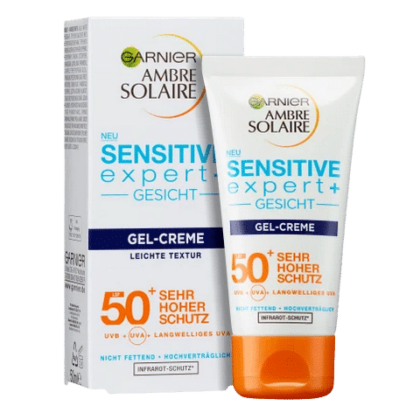 Garnier Ambre Solaire - Sensitive Expert + - Gel Crème Fondant - Visage - spf50+  - 50 mL