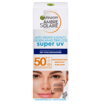 Découvrez le Garnier Fluide Visage Solaire à l'Acide Hyaluronique Spf50+ Anti-Taches 40 ml. Cette formule non grasse et de haute qualité assure une protection supérieure de la peau