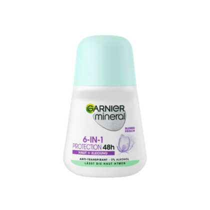 Garnier Déodorant Minéral Roll-On 6 en 1 Protection 48h 50 ml offre une protection 48 heures