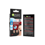 Boîte et sachet de Garnier Pure-Active Patchs Anti-Points Noirs 4 Pièces avec images d'un nez de femme.