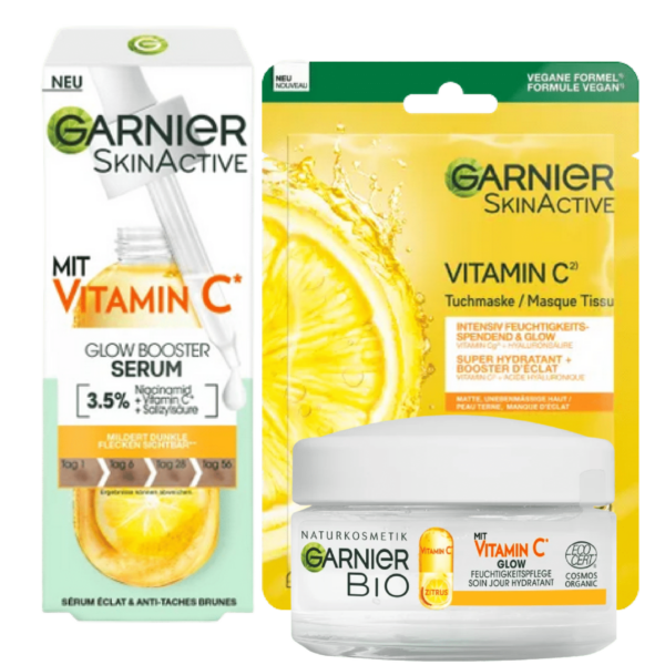 Garnier Coffret de Soin Glow  à la Vitamine C : Éclat du Visage - Unifiant - Anti Tache