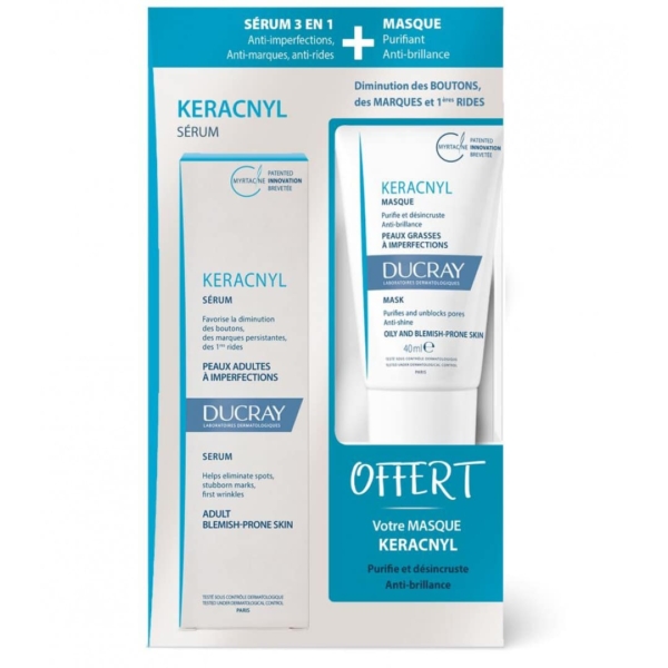 Ducray Coffret Keracnyl Sérum Anti Imperfections + Masque 40ml Offert